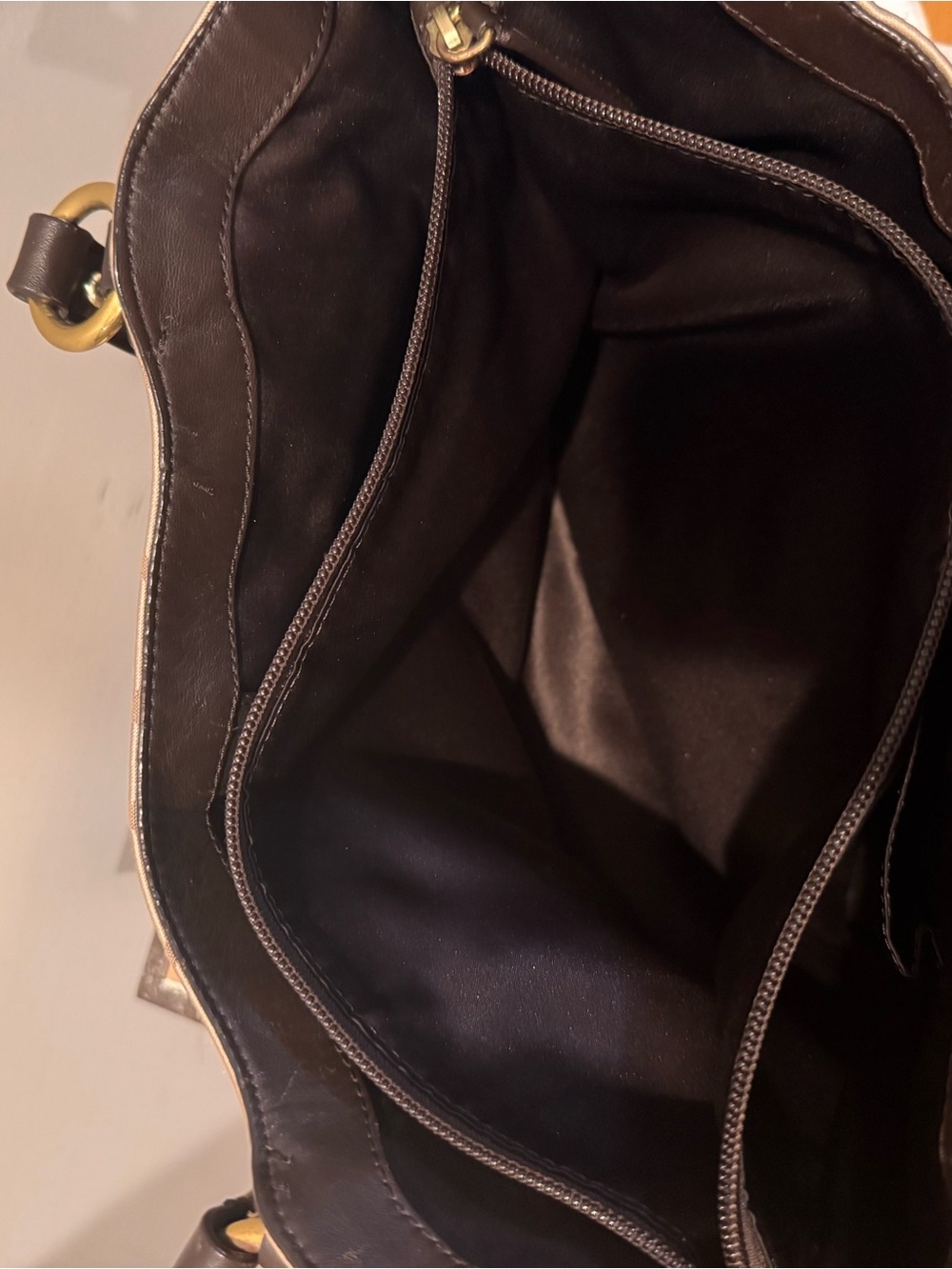 Coach Khaki Signature Tote with Dark Brown Leather Trim - Picture 6 of 6
